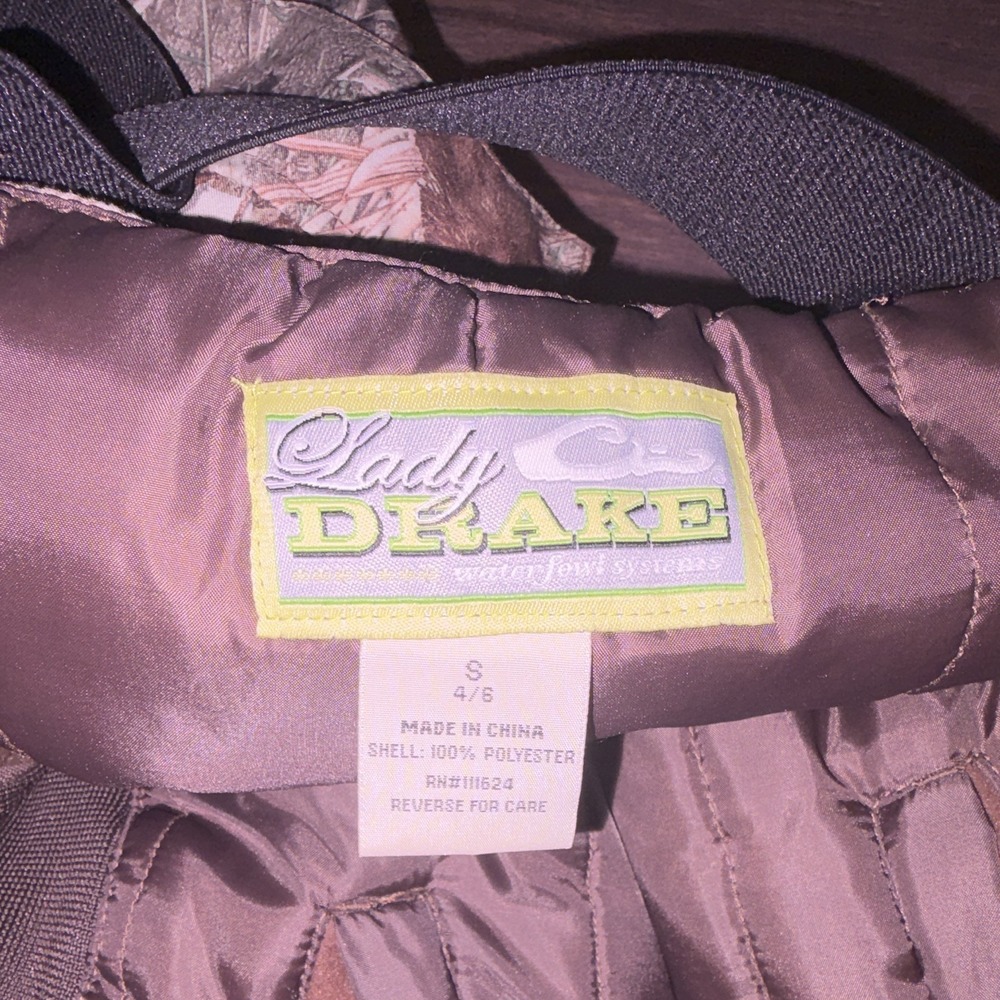 Drake Lady Women's Insulated Hunting Bibs Mossy Oak Duck Blind Camo S 4/6 - Picture 8 of 9